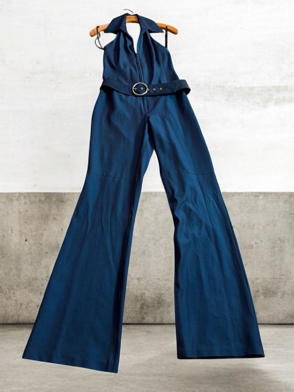 bebe Navy Blue Belted Jumpsuit Vintage